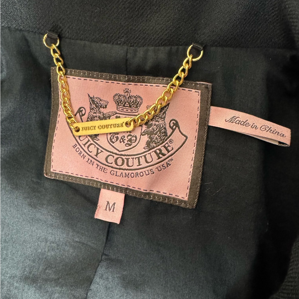 Juicy Couture Y2K 2009 Black Military Style Wool Double Breasted Jacket Sz M - Picture 11 of 14